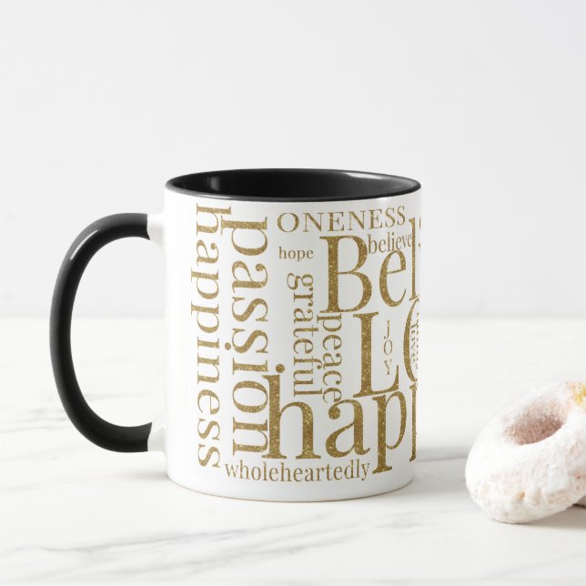 Modern Colourful Word Cloud Text Designs Mug (With Donut)