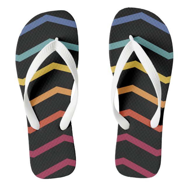 Modern Colourful Zigzag Pattern Flip Flops (Footbed)