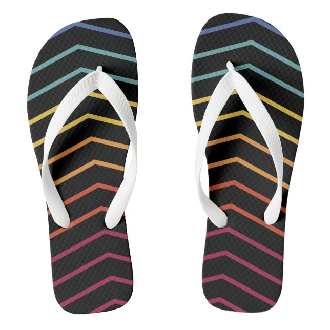 Modern Colourful Zigzag Pattern Flip Flops (Footbed)