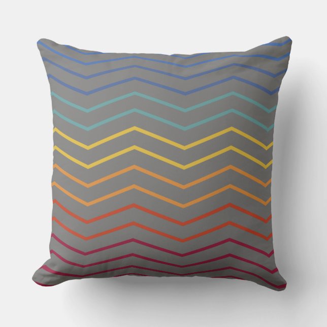 Modern Colourful Zigzag Pattern Throw Pillow (Front)