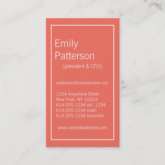 Modern Colours :: Emberglow & White Business Card (Front)