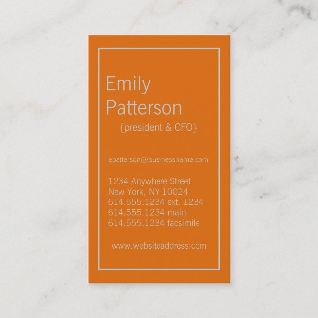 Modern Colours Light Grey & Orange 2 Business Card (Front)