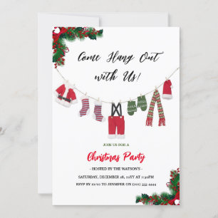 Modern 'Come Hang Out' Santa Claus Christmas Party Invitation