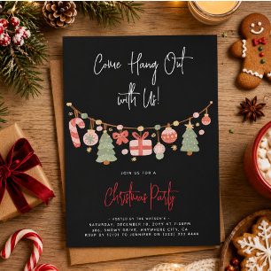 Modern 'Come Hang Out' Santa Claus Christmas Party Invitation
