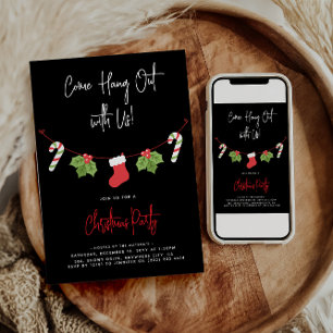Modern 'Come Hang Out' Santa Claus Christmas Party Invitation
