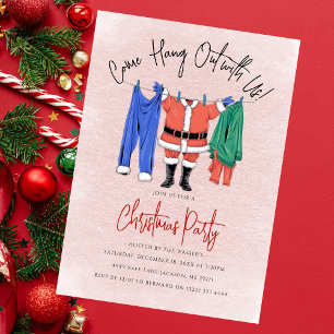 Modern 'Come Hang Out' Santa Claus Christmas Party Invitation