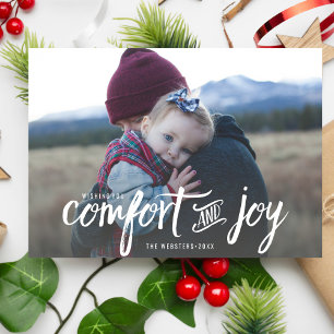 Modern Comfort and Joy Holiday Christmas Photo Card