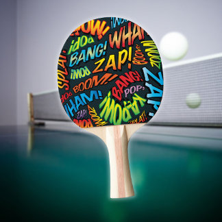 Modern Comic Book Colourful Typographic Ping Pong Paddle