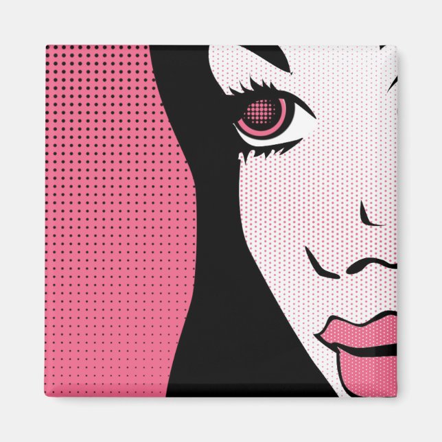 Modern Comic Book Pop Art of Woman's Face Magnet (Front)