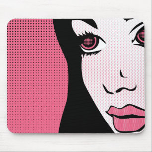 Modern Comic Book Pop Art of Woman's Face Mouse Pad