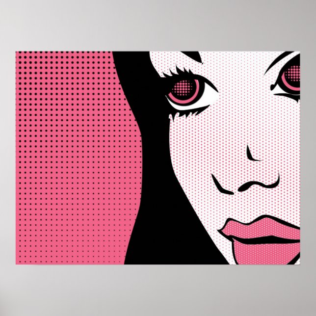 Modern Comic Book Pop Art of Woman's Face Poster (Front)