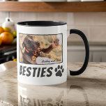 Modern Comic Pet Paw Bestie Best Friends BFF Photo Mug<br><div class="desc">Design is composed of fun and playful typography with sans serif font. Add a custom photo of you and your pet</div>