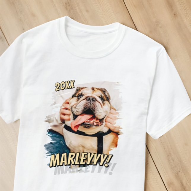 Modern Comic Simple Cool Grunge Custom Pet Photo T-Shirt (Creator Uploaded)