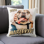 Modern Comic Simple Grunge Custom Pet Photo Cushion<br><div class="desc">This simple and classic design is composed of serif typography and add a custom photo of your pet.</div>