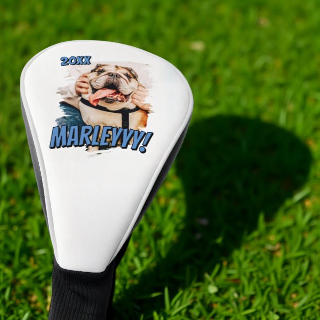 Modern Comic Simple Grunge Custom Pet Photo Golf Head Cover (Creator Uploaded)