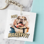 Modern Comic Simple Grunge Custom Pet Photo Key Ring<br><div class="desc">This simple and classic design is composed of serif typography and add a custom photo of your pet.</div>