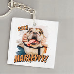 Modern Comic Simple Grunge Custom Pet Photo Key Ring<br><div class="desc">This simple and classic design is composed of serif typography and add a custom photo of your pet.</div>