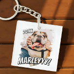 Modern Comic Simple Grunge Custom Pet Photo Key Ring<br><div class="desc">This simple and classic design is composed of serif typography and add a custom photo of your pet.</div>