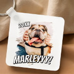Modern Comic Simple Grunge Custom Pet Photo Key Ring<br><div class="desc">This simple and classic design is composed of serif typography and add a custom photo of your pet.</div>