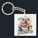Modern Comic Simple Grunge Custom Pet Photo Key Ring<br><div class="desc">This simple and classic design is composed of serif typography and add a custom photo of your pet.</div>