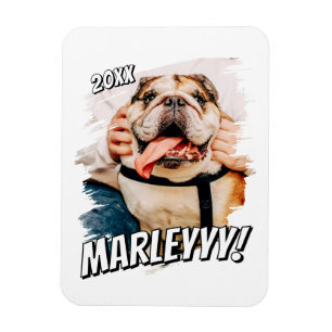 Modern Comic Simple Grunge Custom Pet Photo Magnet