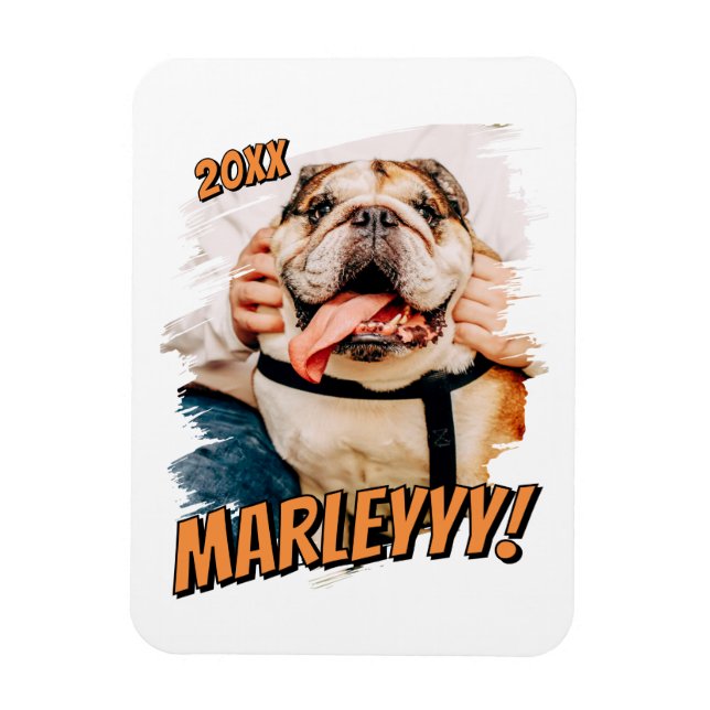 Modern Comic Simple Grunge Custom Pet Photo Magnet (Vertical)
