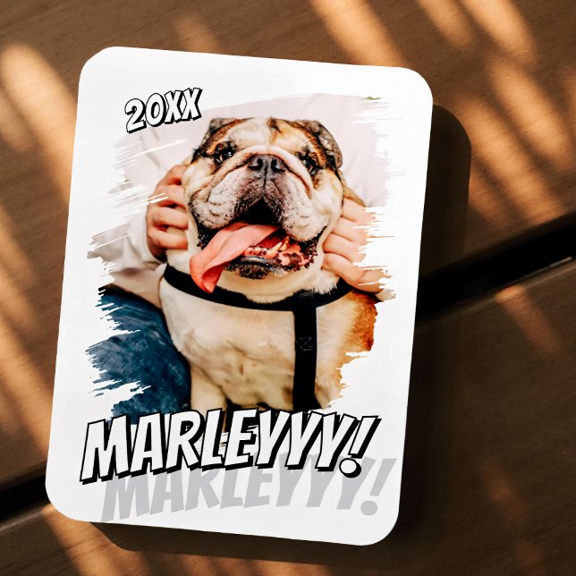 Modern Comic Simple Grunge Custom Pet Photo Magnet (Creator Uploaded)