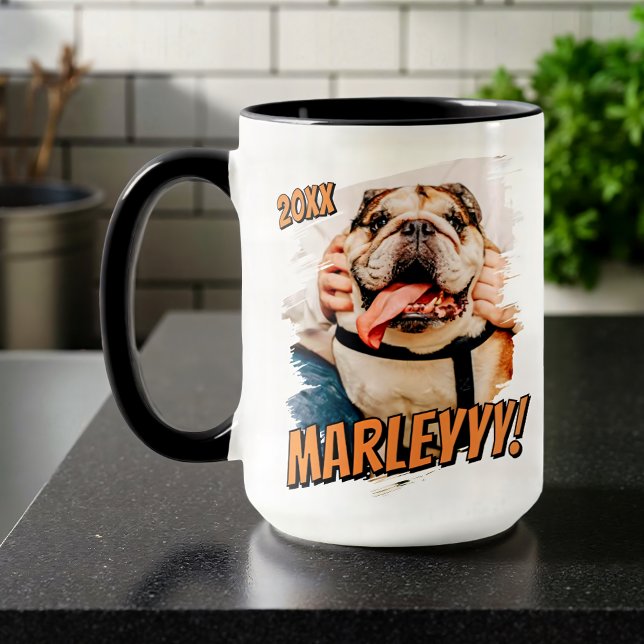 Modern Comic Simple Grunge Custom Pet Photo Mug (Creator Uploaded)