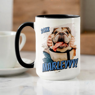 Modern Comic Simple Grunge Custom Pet Photo Mug