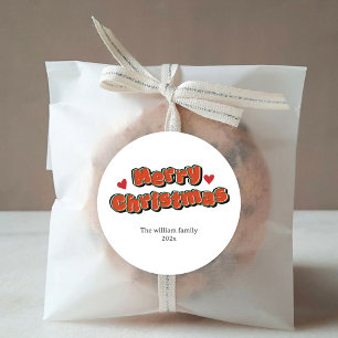 Modern Comic style Colourful Merry Christmas Classic Round Sticker