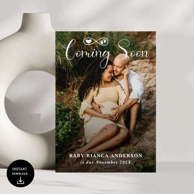 Modern Coming Soon Baby Photo Pregnancy Announcement (Creator Uploaded)