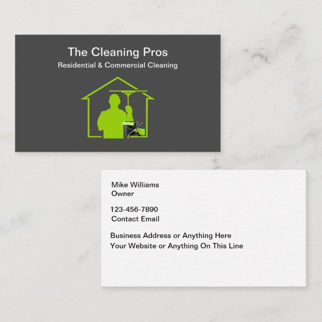 Modern Commercial Cleaning Service Business Cards (Front/Back)