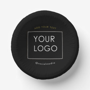 Modern Company Business Corporate Logo Black  Paper Plate