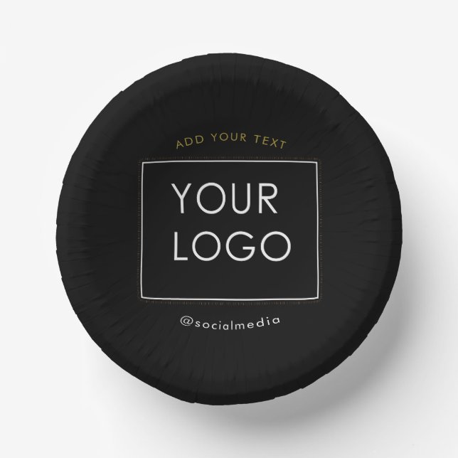 Modern Company Business Corporate Logo Black  Paper Plate (Front)