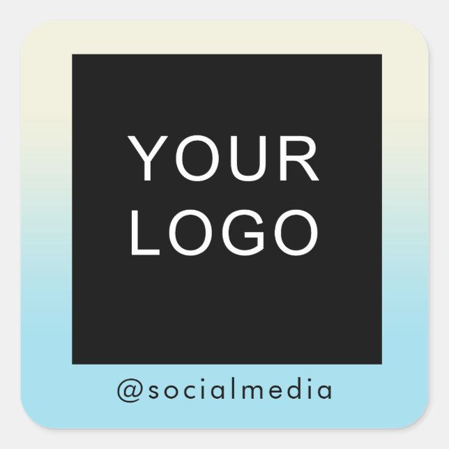Modern Company Business Logo Social Media Ombre  Square Sticker (Front)