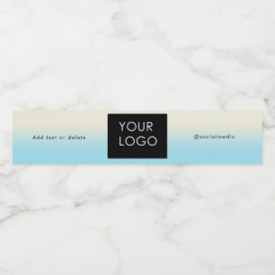 Modern Company Business Logo Social Media Ombre Water Bottle Label