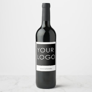 Modern Company Business Logo Social Media Plain Wine Label