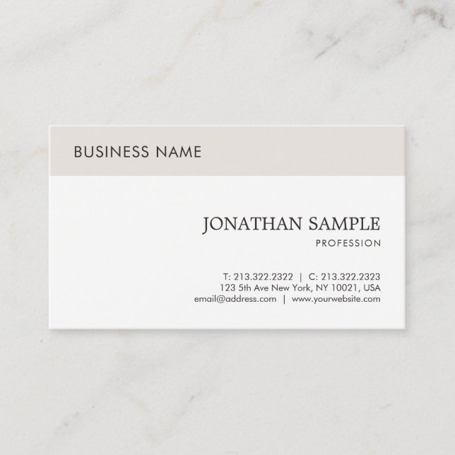 Modern Company Elegant Professional Sleek Plain Business Card (Front)