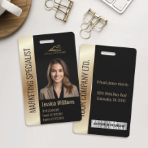 Modern Company Employee Photo Logo Black Gold