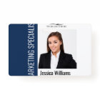 Modern Company Employee Photo Logo Name Blue ID