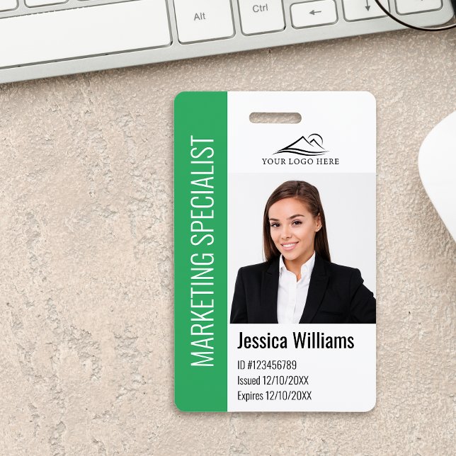 Modern Company Employee Photo Logo Name Green ID   ID Badge (Creator Uploaded)