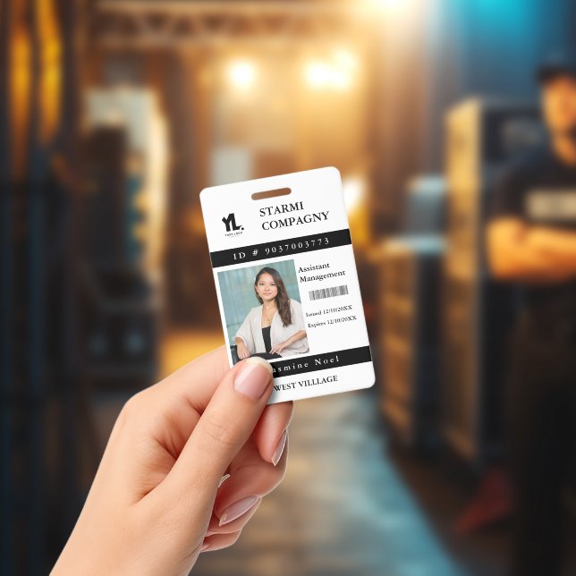 Modern Company Employee Photo Logo Name ID Badge (Concert)