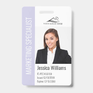 Modern Company Employee Photo Logo Name Lavender ID Badge