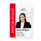 Modern Company Employee Photo Logo Name Red ID 