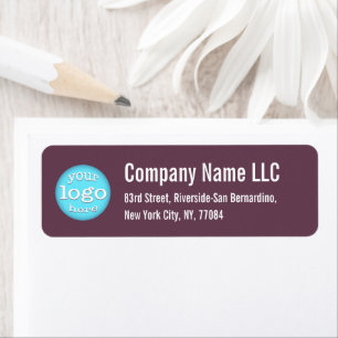 Modern Company Logo Dark Rose Pink Return Address Label