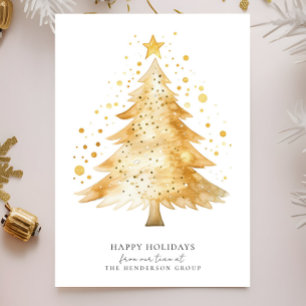 Modern Company Logo Happy Holidays Christmas Tree Holiday Card