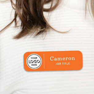 Modern Company Logo Orange Employee Name Tag