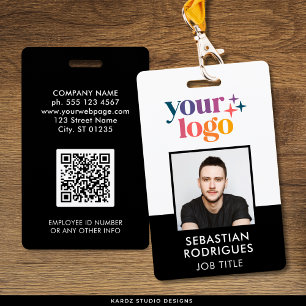 Modern Company Logo Photo Black ID Badge