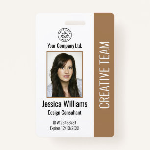 Modern Company Logo Photo Brown Employee ID Badge