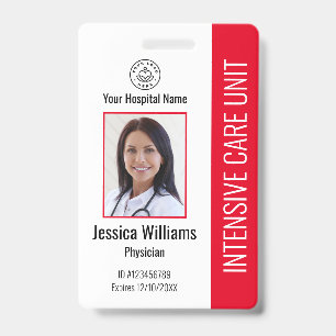 Modern Company Logo Photo Red Employee ID Badge